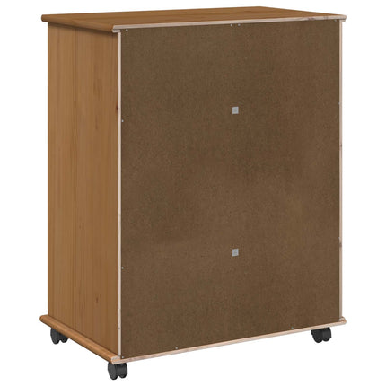 Rullande skåp Honung brun 63,5 x 39 x 79 cm Massiv furu