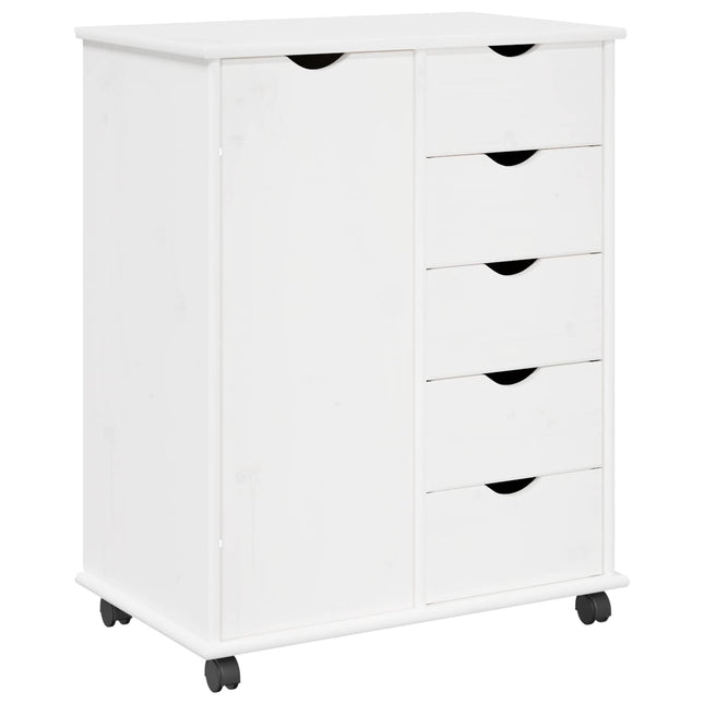 Rullande skåp 63,5 x 39 x 79 cm Massiv furu Vit