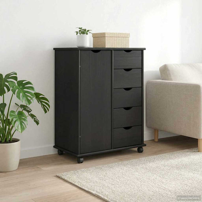 Rullande skåp 63,5 x 39 x 79 cm Massiv furu Grå