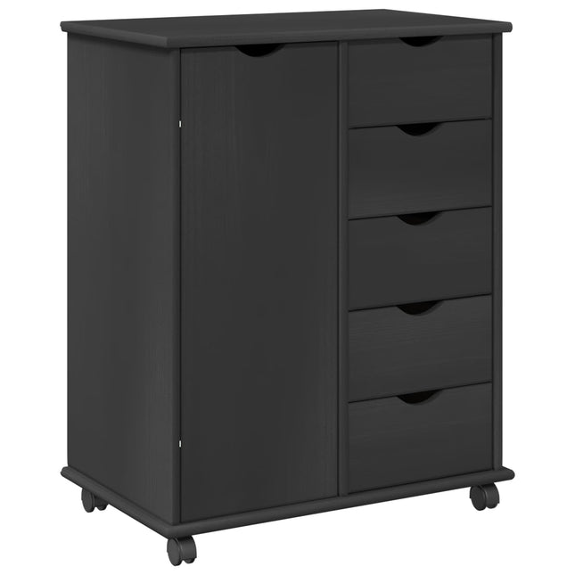 Rullande skåp 63,5 x 39 x 79 cm Massiv furu Grå