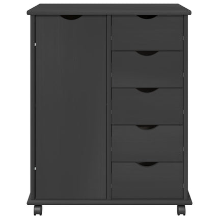 Rullande skåp med hjul Grå 63,5 x 39 x 79 cm Massiv furu