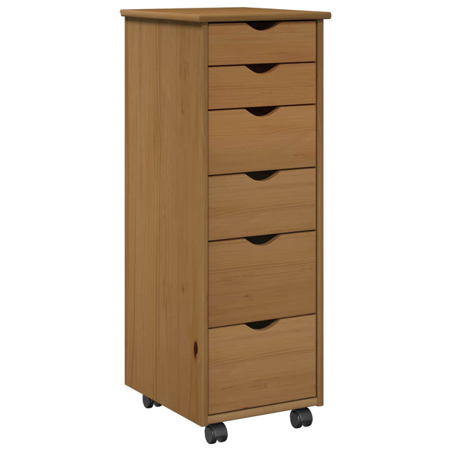 Rullande skåp 34 x 39 x 93,5 cm Massiv furu Honung brun