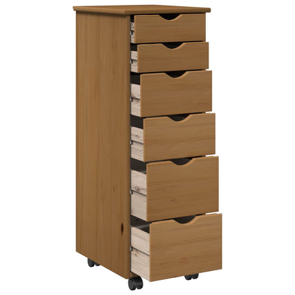 Rullande skåp Honung brun 34 x 39 x 93,5 cm Massiv furu
