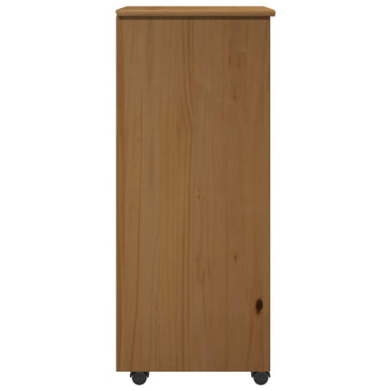 Rullande skåp Honung brun 34 x 39 x 93,5 cm Massiv furu