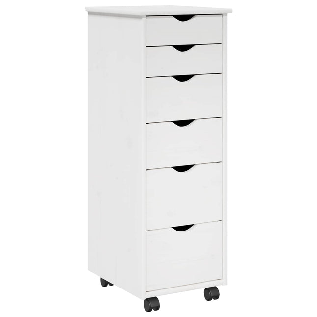 Rullande skåp 34 x 39 x 93,5 cm Massiv furu Vit