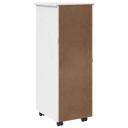 Rullande skåp med hjul Vit 34 x 39 x 93,5 cm Massiv furu