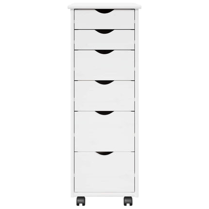 Rullande skåp med hjul Vit 34 x 39 x 93,5 cm Massiv furu