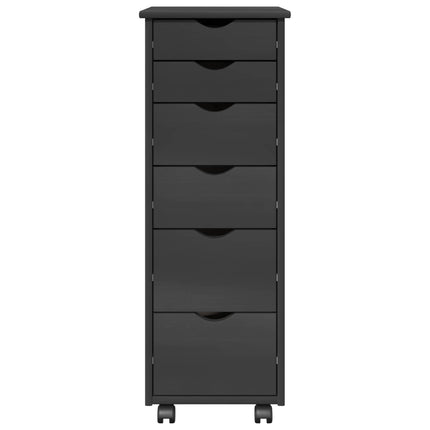 Rullande skåp med hjul Grå 34 x 39 x 93,5 cm Massiv furu