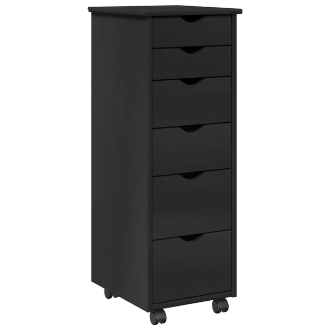 Rullande skåp 34 x 39 x 93,5 cm Massiv furu Svart