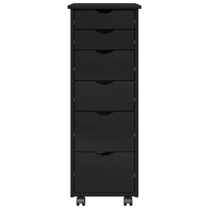 Rullande skåp med hjul Svart 34 x 39 x 93,5 cm Massiv furu