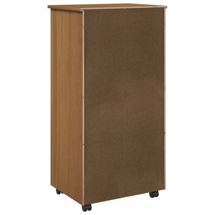 Rullande skåp med hjul Honung brun 53 x 39 x 103 cm Massiv furu