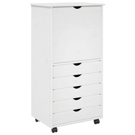 Rullande skåp med hjul Vit 53 x 39 x 103 cm Massiv furu