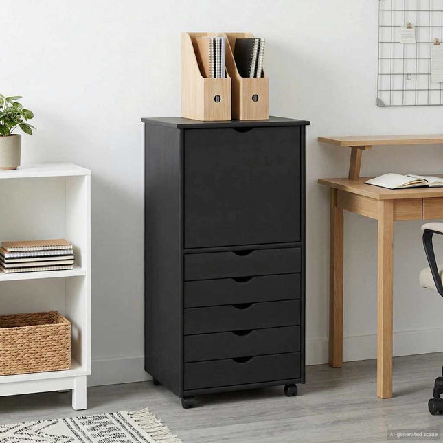 Rullande skåp 53 x 39 x 103 cm Massiv furu Grå