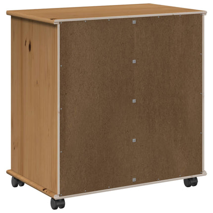Rullande skåp Honung brun 63,5 x 39 x 65,5 cm Massiv furu
