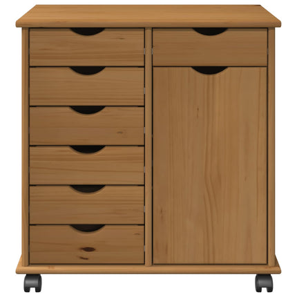 Rullande skåp Honung brun 63,5 x 39 x 65,5 cm Massiv furu