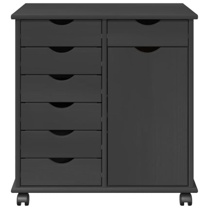 Rullande skåp med hjul Grå 63,5 x 39 x 65,5 cm Massiv furu