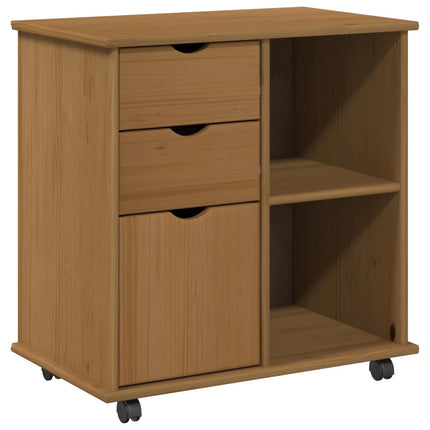 Rullande skåp Honung brun 63,5 x 39 x 65,5 cm Massiv furu