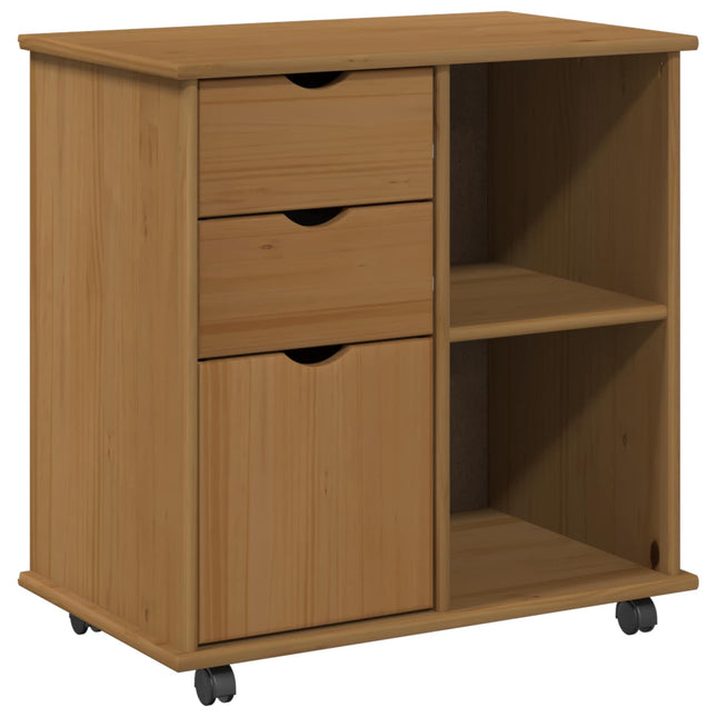Rullande skåp 63,5 x 39 x 65,5 cm Massiv furu Honung brun