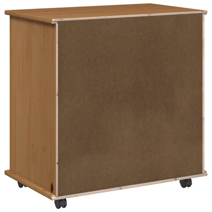 Rullande skåp Honung brun 63,5 x 39 x 65,5 cm Massiv furu