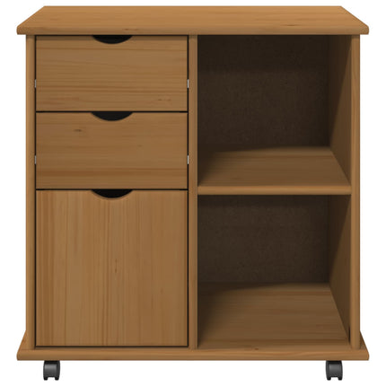 Rullande skåp Honung brun 63,5 x 39 x 65,5 cm Massiv furu