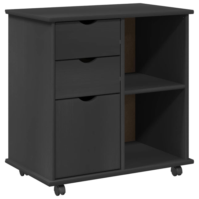 Rullande skåp 63,5 x 39 x 65,5 cm Massiv furu Grå