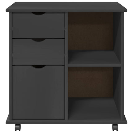 Rullande skåp med hjul Grå 63,5 x 39 x 65,5 cm Massiv furu