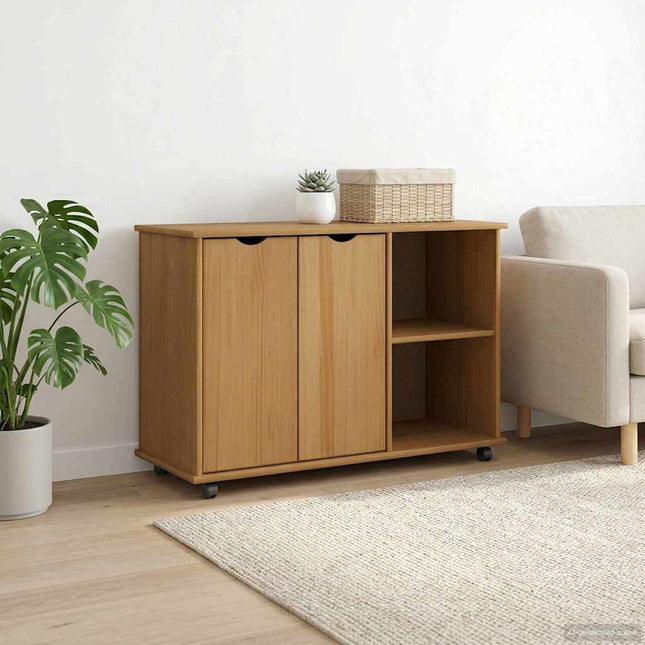 Rullande skåp Honung brun 100 x 39 x 65,5 cm Massiv furu