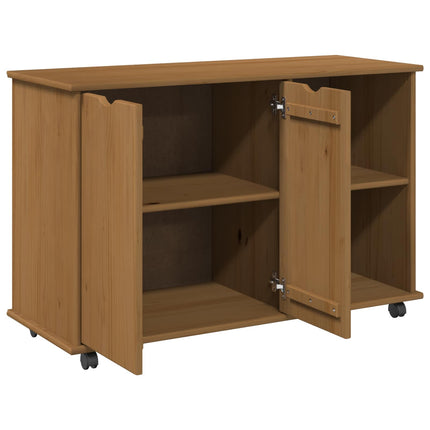 Rullande skåp Honung brun 100 x 39 x 65,5 cm Massiv furu