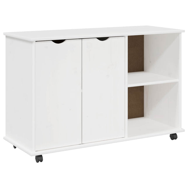 Rullande skåp med hjul Vit 100 x 39 x 65,5 cm Massiv furu