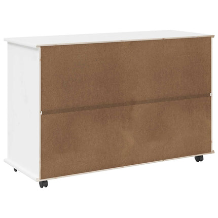 Rullande skåp med hjul Vit 100 x 39 x 65,5 cm Massiv furu