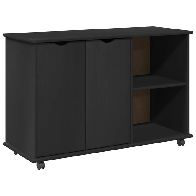 Rullande skåp med hjul Svart 100 x 39 x 65,5 cm Massiv furu