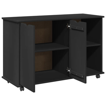 Rullande skåp med hjul Svart 100 x 39 x 65,5 cm Massiv furu