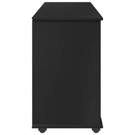 Rullande skåp med hjul Svart 100 x 39 x 65,5 cm Massiv furu
