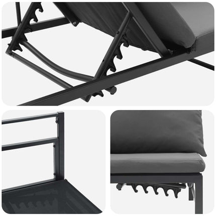 Solstol för 3 personer Svart 200 x 62 x 59,5 cm Textilene
