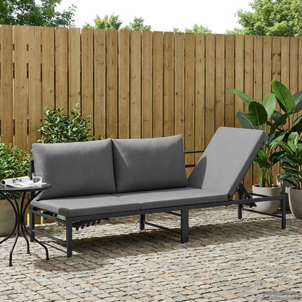 Solstol för 3 personer Svart 200 x 62 x 59,5 cm Textilene
