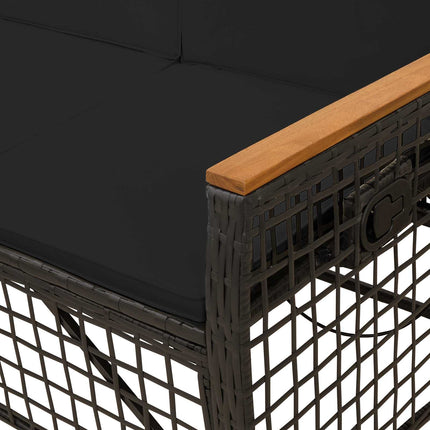 Trädgårds fällbar soffgrupp Justerbar Svart 164 x 164 x 112 cm