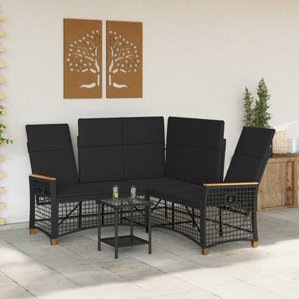 Trädgårds fällbar soffgrupp Justerbar Svart 164 x 164 x 112 cm