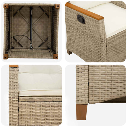 Fällbar trädgårdstol Beige och gräddfärgad 64 x 57,5 x 112 cm