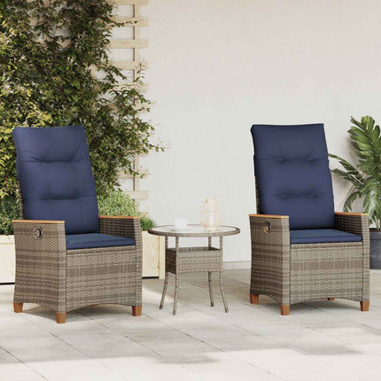 Fällbar trädgårdstol 2 pcs Grå och Marinblå 64 x 57,5 x 112 cm