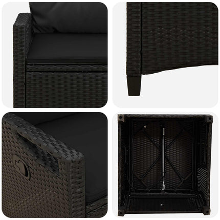 Trädgård Stol 2 pcs Svart 56 x 64 x 94 cm Stål och Polyester