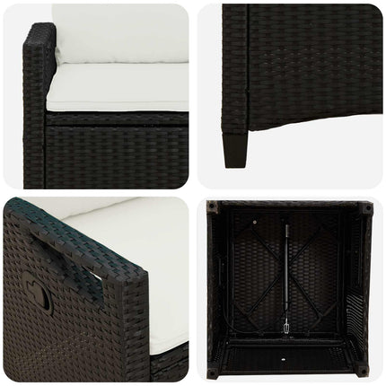 Trädgård Stol 2 pcs Svart och kräm 56 x 60 x 112 cm