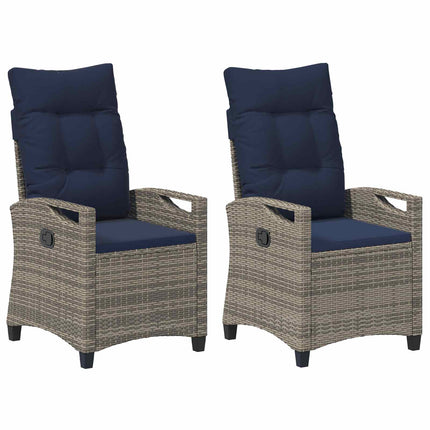 Trädgård Stol 2 pcs grått och marinblått 56 x 60 x 112 cm