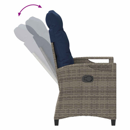 Trädgård Stol 2 pcs grått och marinblått 56 x 60 x 112 cm