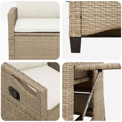 Fällbar trädgårdstol Beige och gräddfärgad 56 x 60 x 112 cm