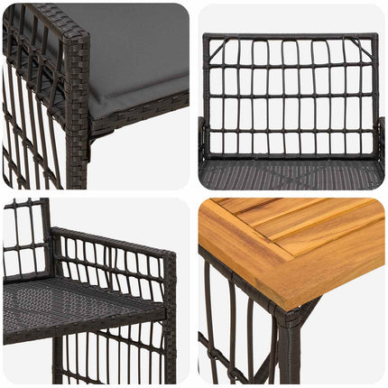 Utemöbelset 4 pcs Svart och Mörkgrå Stål och poly rattan
