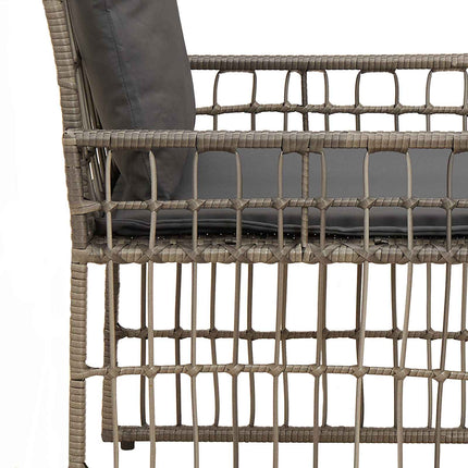 Utemöbelset 4 pcs Svart och Mörkgrå Stål och poly rattan