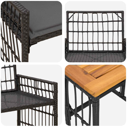 Utemöbelset 5 pcs Svart och Mörkgrå Stål och poly rattan