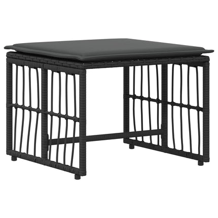 Utemöbelset 5 pcs Svart och Mörkgrå Stål och poly rattan