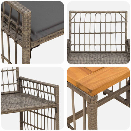 Utemöbelset 5 pcs Svart och Mörkgrå Stål och poly rattan