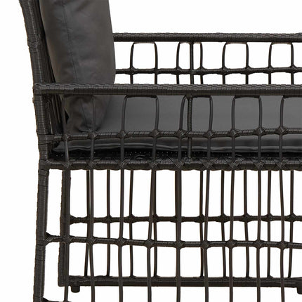 Utemöbelset 3 pcs Svart och Mörkgrå Stål och poly rattan